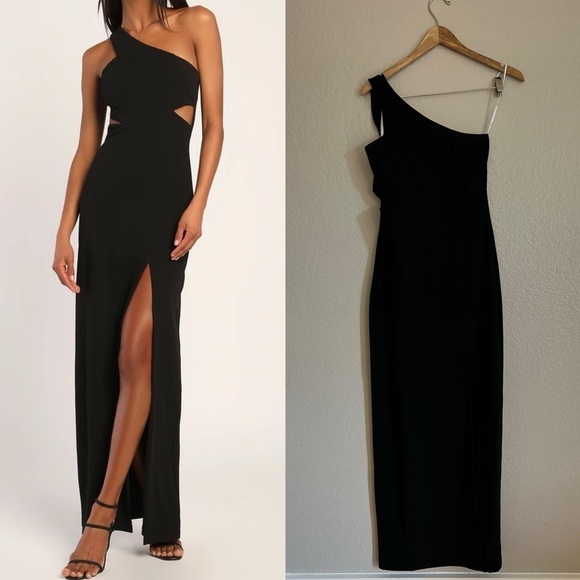 NWOT Show-Stopping Style Black One-Shoulder Cutout Maxi Dress - Picture 4 of 9